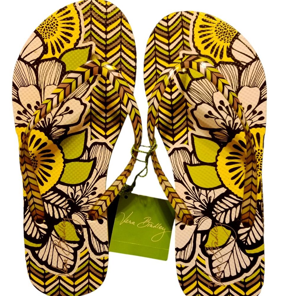 NWT Vera Bradley slip in/slide on/flipflops Citron Melon retired in 2014 7-8 NWT